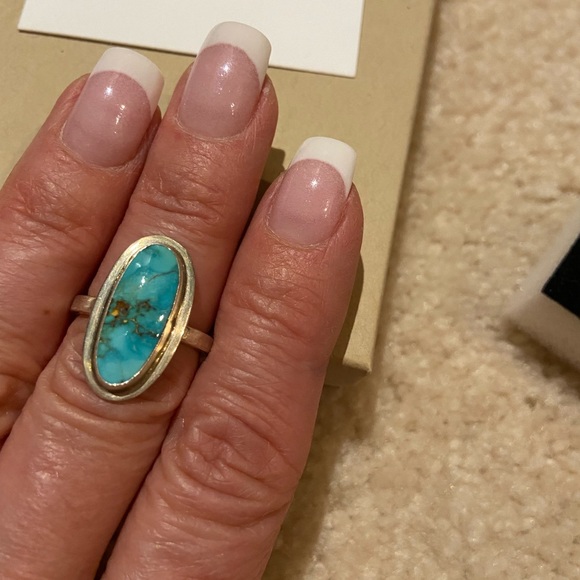 Brand new turquoise and sterling ring. Handmade one of a kind - Picture 2 of 3